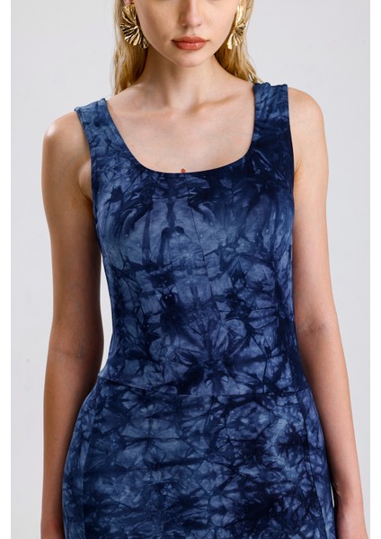 Kolsuz Kare Yaka Yırmaçlı Örme Viskon Elbise | ELB36253 fırsatları