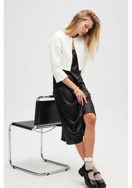 Kayla, Düz Örgü, Kadın Kısa Triko Hırka - Ekru modelleri