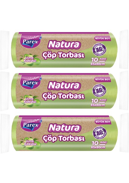 Natura 10'lu Çöp Torbası Büyük Boy 65 x 80 cm Üçlü Paket