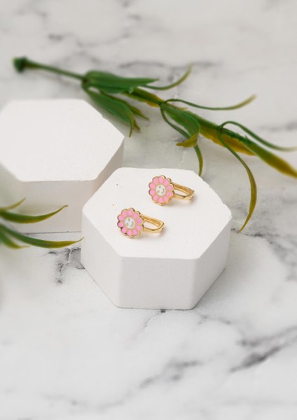 Pembe Papatya Çocuk Küpesi 14 Ayar Altın modelleri