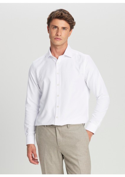 Slim Fit Klasik Yaka Beyaz Erkek Gömlek ACE020261535_BYZ