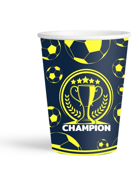 Karton Bardak 8oz 8li -Champion Sarı Lacivert