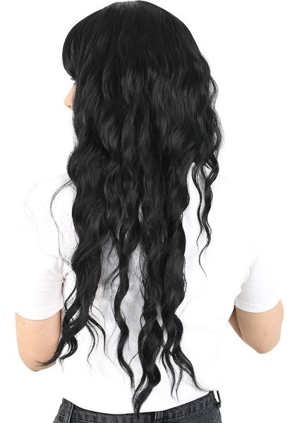 Perçemli Uzun Su Dalgası Fiber Sentetik Peruk/ Siyah modelleri