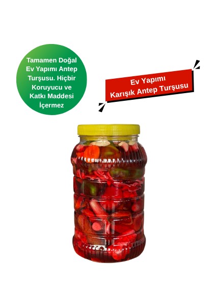 Tamamen Doğal Ev Yapımı Karışık Antep Turşusu 3000 cc