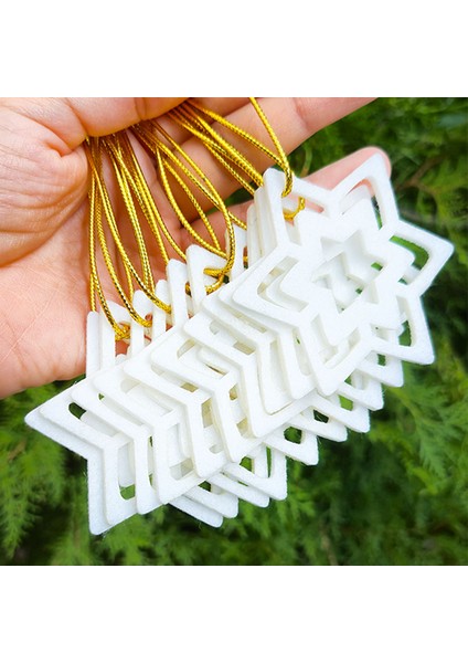 Yılbaşı Çam Ağacı Süsleri 10 Adet Beyaz Yıldız Yeni Yıl Dekoru modelleri