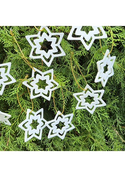 Yılbaşı Çam Ağacı Süsleri 10 Adet Beyaz Yıldız Yeni Yıl Dekoru