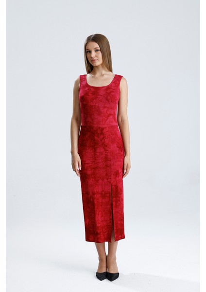 Kolsuz Kare Yaka Yırmaçlı Örme Viskon Elbise | ELB36253 fiyatları