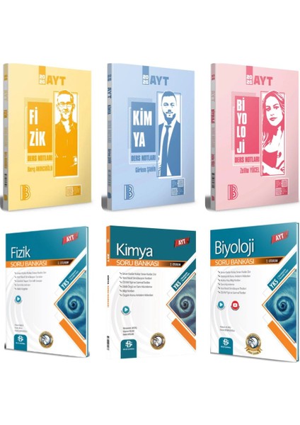 AYT Fizik - Kimya - Biyoloji Ders Notları Seti 2026 ve Bilgi Sarmal AYT Fizik - Kimya - Biyoloji Soru Bankası Seti