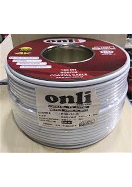 Onli ON-6403 Rg6-U6 64 Tel 1,02 Ccs-Al 100 Metre Anten Uydu Kablosu