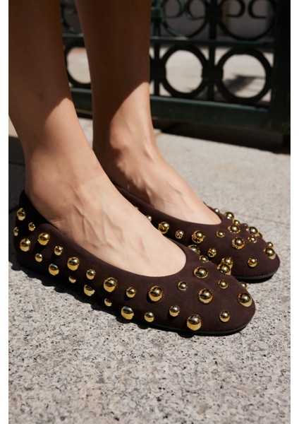 Marion Kadın Siyah Gercek Suet Trok Detay Babet