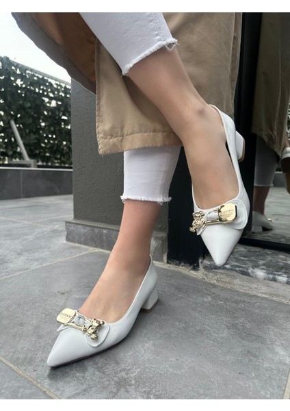 Jies Beyaz Topuklu Ayakkabı