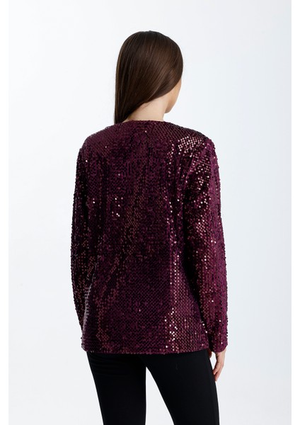 Astarlı Mevsimlik Kadife Üstüne Payet Işleme Abiye Ceket | CKT34356 Bordo indirimleri