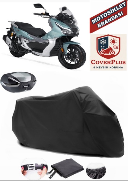 Rks Freccia 150 Motor Brandası Siyah Arka Çanta Uyumlu Motorsiket Brandası Motor Örtüsü Çadır Su Geçirmez Motosiklet Kılıfı Motor Brandası