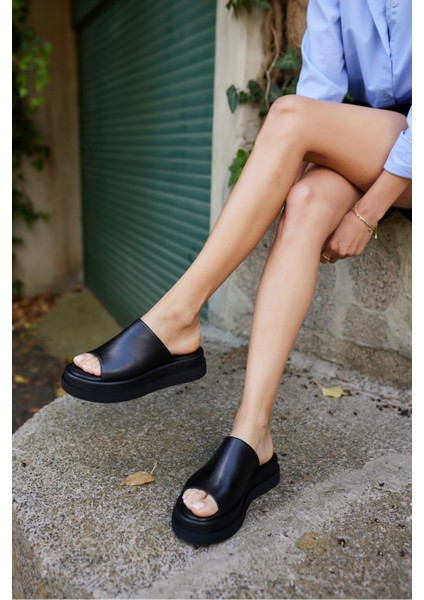 Maxim Kadın Bej Desenli Gercek Deri Terlik