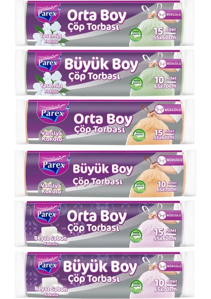 Orta ve Büyük Boy 30 Adet Büzgülü Kokulu Çöp Torbası Paketi fiyatları