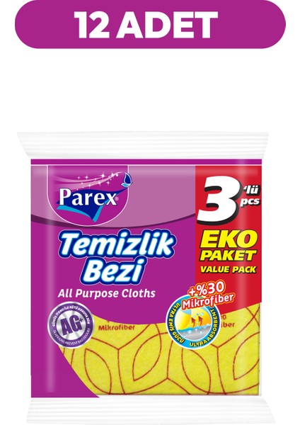 Yüzde 30 3'lü Mikrofiber Temizlik Bezi Onikili Paket fiyatları