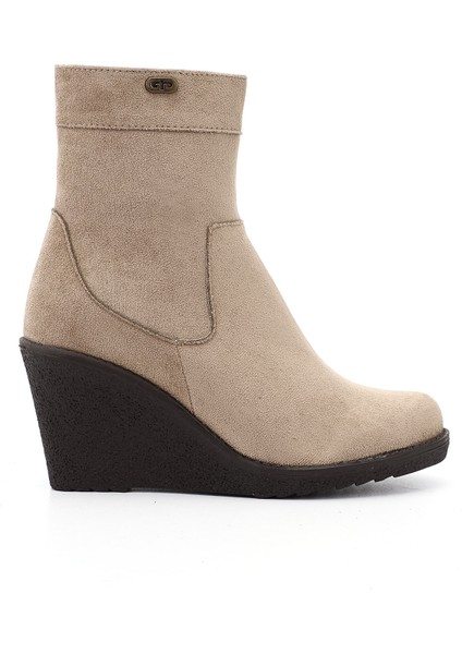 Kadın Vizon Süet Fermuarlı Dolgu Topuklu Bot indirimleri