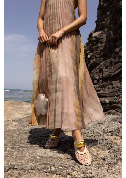 Musiala Kadın Siyah File Gold Detay Ithal Aksesuar Babet fırsatları