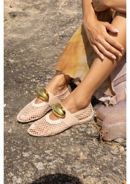 Musiala Kadın Siyah File Gold Detay Ithal Aksesuar Babet indirimleri