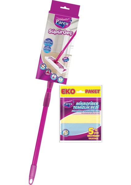 Süpürgeç Yer Temizlik Sistemi ve 5'li Mikrofiber Temizlik Bezi Paketi