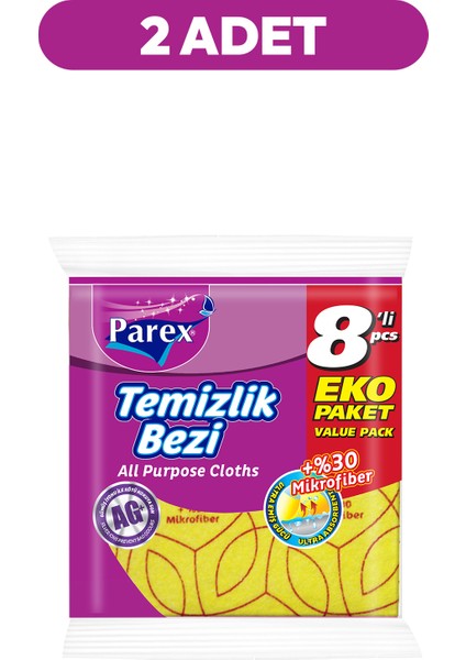 Yüzde 30 8'li Mikrofiber Temizlik Bezi İkili Paket fiyatları
