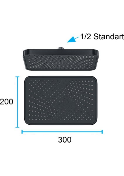 | Valtemo Mat Siyah Dikdörtgen Tepe Duş Başlığı | Yağmurlama Akış, Anti Kireç Sistemli modelleri