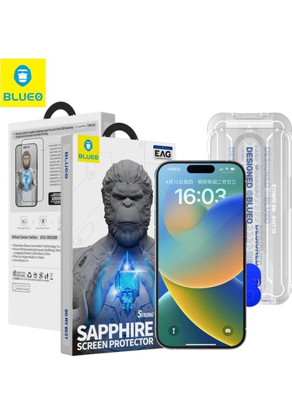 Sapphire iPhone 16 Pro Max Uyumlu Uygulama Aparatlı 9 Mohs %99.99 Orijinal Safir Ekran Koruyucu
