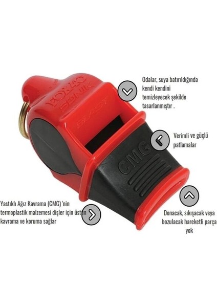 9203 Sonik Blast Safety Cmg Ipli Düdük Kırmızı Beyaz fırsatları