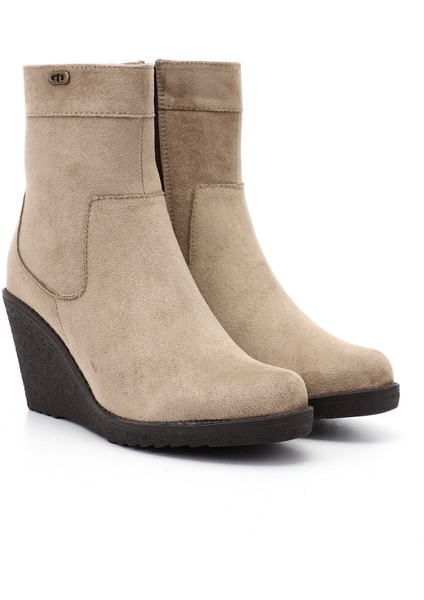 Kadın Vizon Süet Fermuarlı Dolgu Topuklu Bot fiyatları