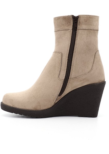 Kadın Vizon Süet Fermuarlı Dolgu Topuklu Bot modelleri