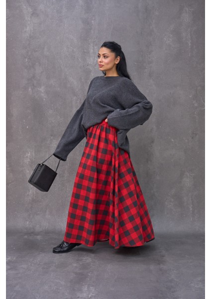 Kırmızı Dama Desenli Pazen Balon Etek fiyatları