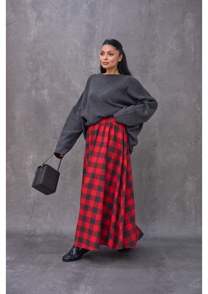 Kırmızı Dama Desenli Pazen Balon Etek fırsatları