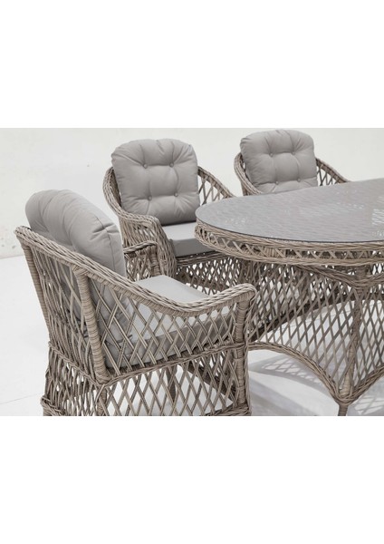 Sofia Bahçe Yemek Masa Seti Gri