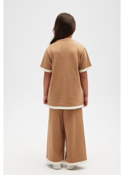Rumi Çocuk Triko Pamuk Pantolon - Camel
