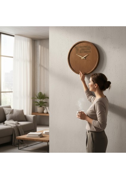 Çerçeveli Meşe Kaplamalı Dekoratif Duvar Saati modelleri