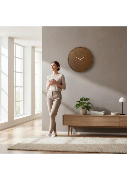 Çerçeveli Meşe Kaplamalı Dekoratif Duvar Saati fırsatları