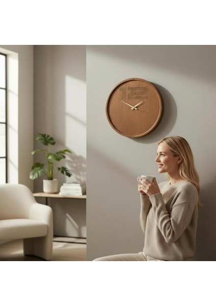 Çerçeveli Meşe Kaplamalı Dekoratif Duvar Saati indirimleri