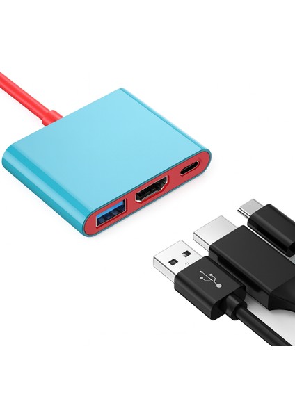 Type-C Hub Adaptör – Switch, Steam Deck ve Laptop Uyumlu 3 Portlu Çoklu Dönüştürücü | 8k 60 Hz – 4K 120 Hz Görüntü, Pd Şarj, USB ve HDMI Çıkışlı Çok Fonksiyonlu Type-C Hub | Pap 20