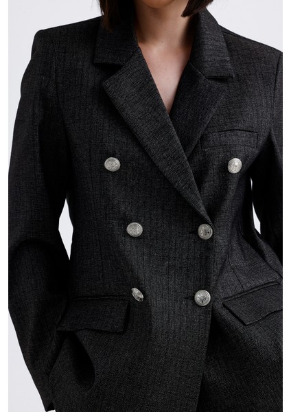 Astarlı Kruvaze Mevsimlik Kadın Ceket | CKT35837CK Antrasit fırsatları