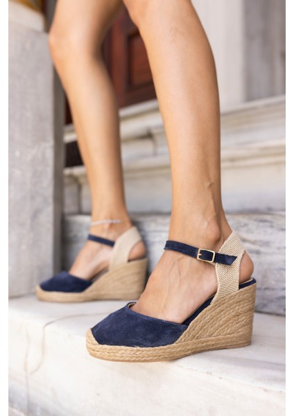 Chris Kadin Bej Gercek Deri Suet Espadril Sandalet fırsatları