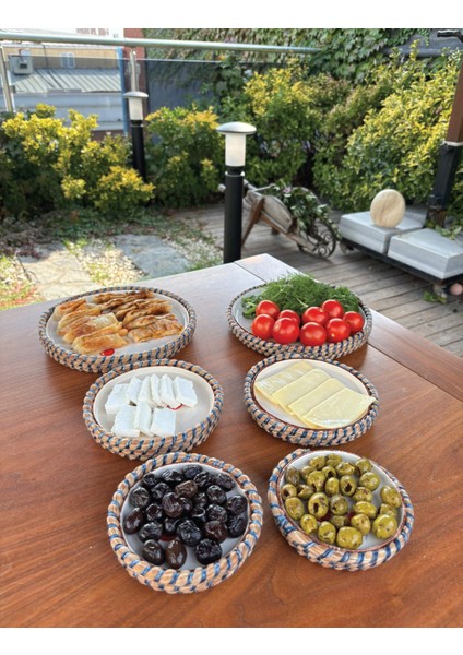 El Yapımı Doğal Ip Sarma Kiraz Desenli 6’lı Sunum & Servis Seti – Rustik ve Dekoratif Sofra Takımı