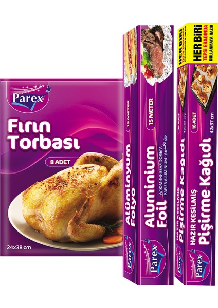 Kesilmiş Pişirme Kağıdı Fırın Torbası ve Alüminyum Folyo Paketi