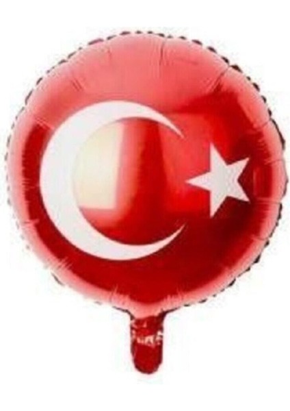 18 Inc Yuvarlak Türk Bayrağı Folyo Balon