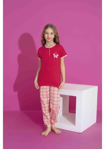 Kız Çocuk Kelebek Desenli Pijama Takımı – Pamuklu Yazlık Model 2969 fırsatları