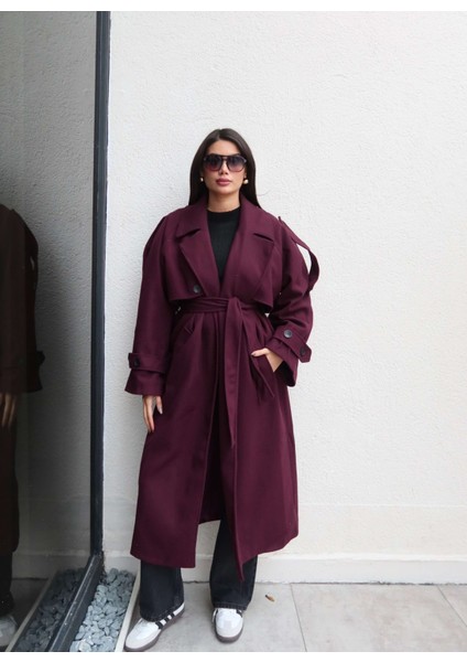 Apolet Detay Kuşaklı Uzun Kaban