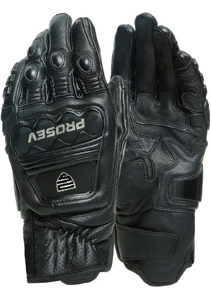 Motosiklet Eldiveni Carbon Titanium Full Koruma Deri Motorcu Eldiven Siyah Uyumlu