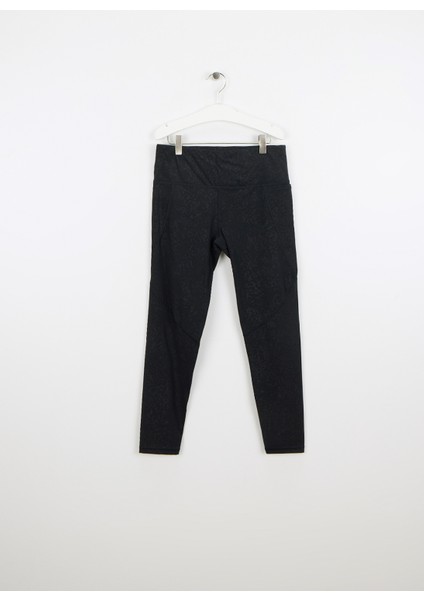 SB5400E78A-001 Power 7/8 Emboss Wor Siyah Düz Kadın Tayt