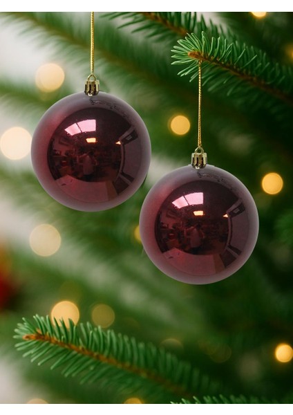 Yılbaşı Topu Çam Ağacı Süsü Bordo 10 cm 4'lü