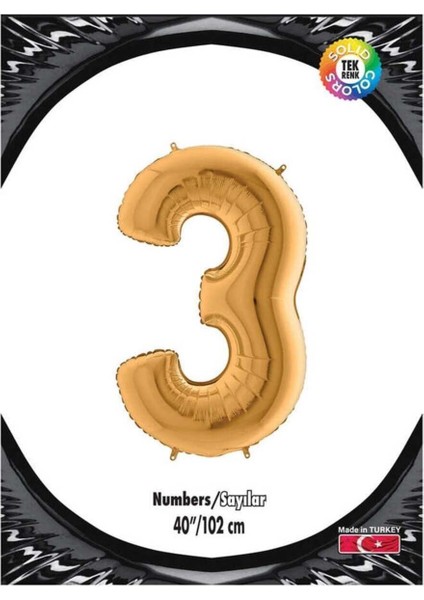 3 Gold 40 Inch Folyo Balon