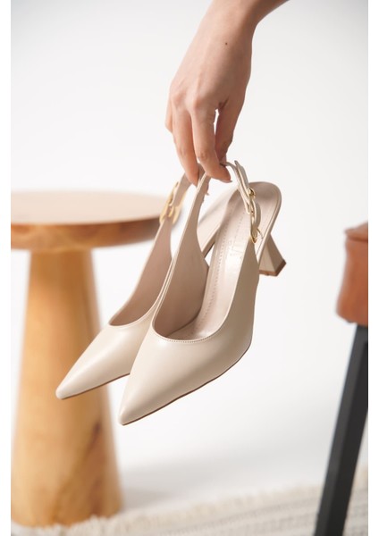 Modaserdem Ophelia Kadın Mat Bej Topuklu Ayakkabı modelleri